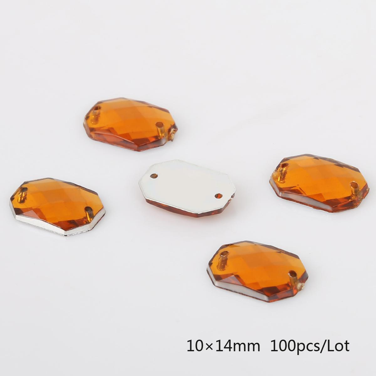 

100 шт./пакет для пришивання кришталів із пласкою спинкою, стразами, пришивними кристалами, камінням, акриловими намистинами, стразами, для прикрашання записників своїми руками 10x14mm 100pcs коричневий/глибокий