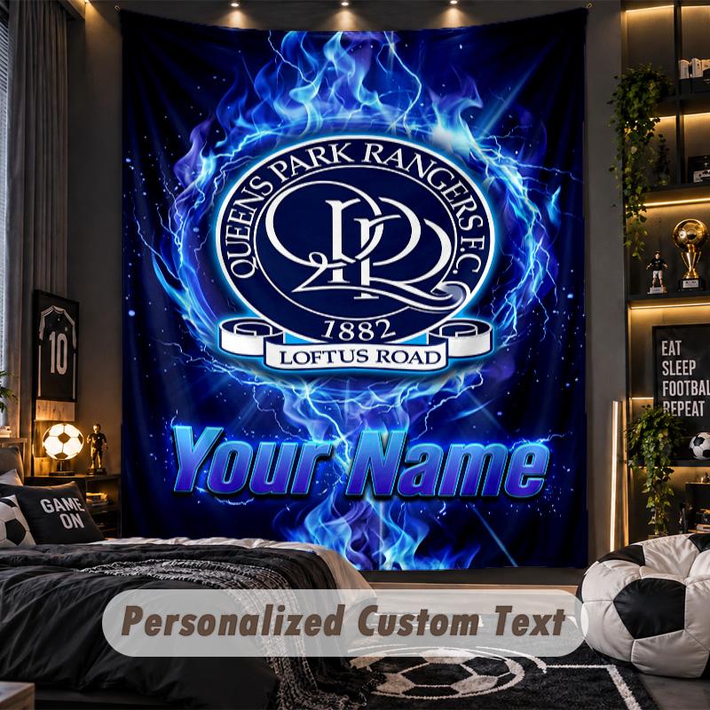 TapestryQueens Park Rangers FC Custom Name Text Personalized Wall Hanging Tapestry Home Wall Decor