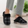 Men's Slippers Winter Sewing Suede Indoor Shoes For Male Gingham Plush Home Cozy Home Slippers Man