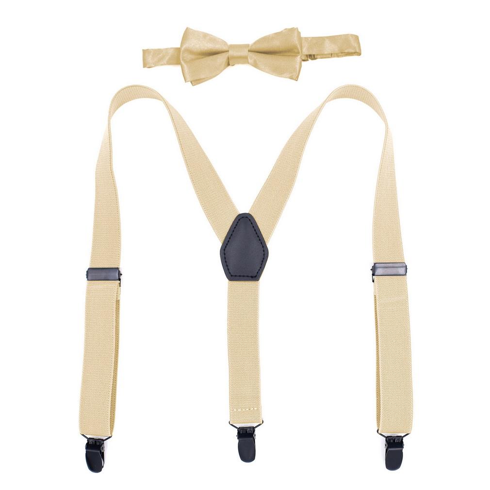 Kids 3 Clips Suspenders Bow Tie Set Adjustable Elastic Braces for Boys Girls