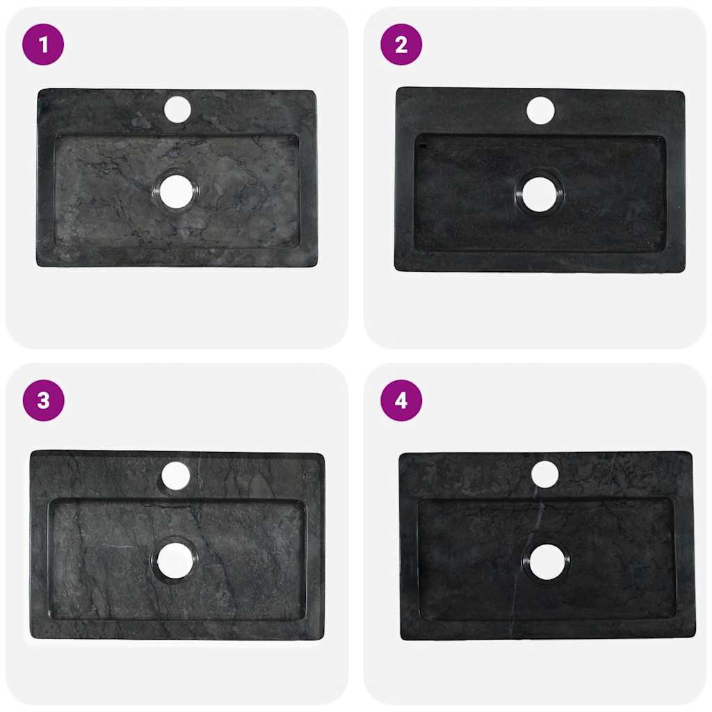 Wall Mounted Wash Basin Black 38 X 24 X 6.5 Cm Marble