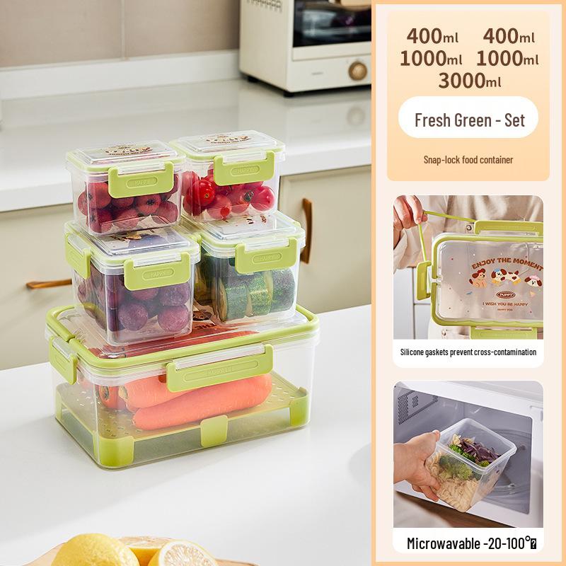 Compact Airtight Fresh-Keeping Box: Portable Refrigerator Storage, Freezable, Microwaveable, Egg Drainer, Fruit & Vegetable Organizer.
