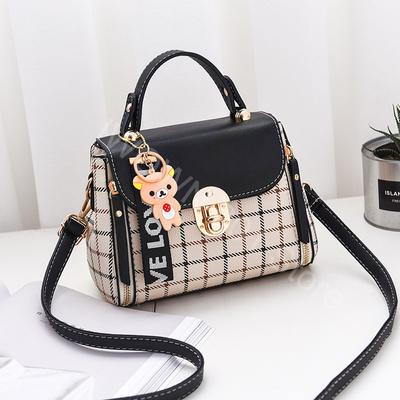 Plaid Pattern Handbag Women's Buckle Decor Flap Purse Fashion PU Leather Crossbody High Quality Bag Bag