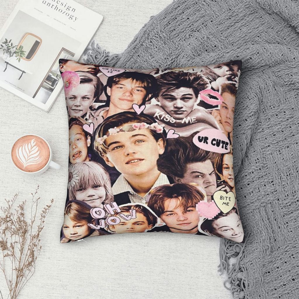 Y2K Home Vintage Leonardo Dicaprio Collage Decorations Pillowcases Accessories Titanic Leo Pillow Cover Square Multi-Size