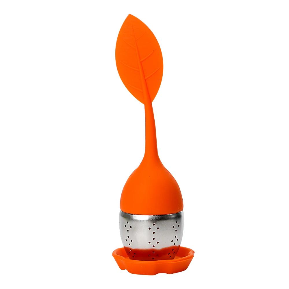 

Stainless Steel Leaf Tea Set, High Temperature Resistance Silicone Handle, Tea Strainer Reusable Spice Filter Coffee Diffuser оранжевый