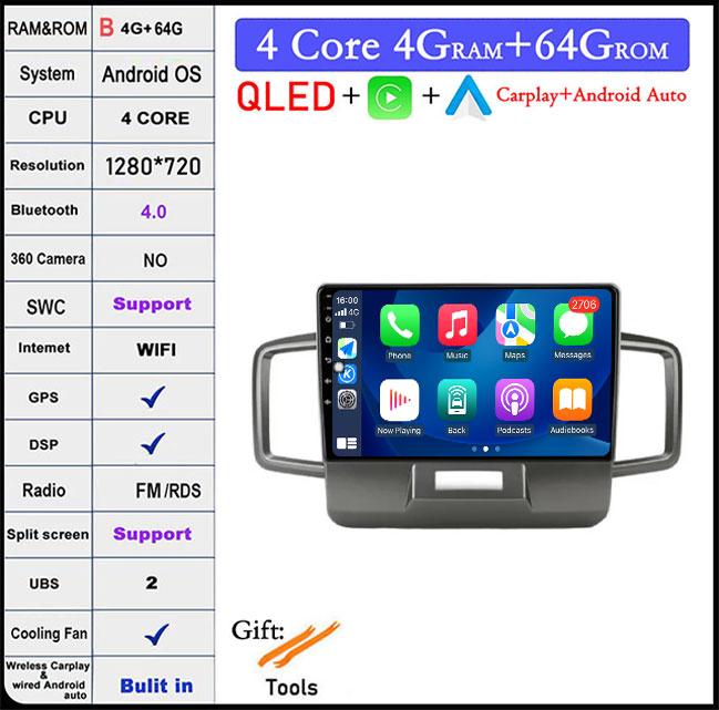 9 lnch For Honda Freed 1 2008-2016 Android 14 QLED/Screen Car Radio Multimedia Video Players CarPlay Carplay