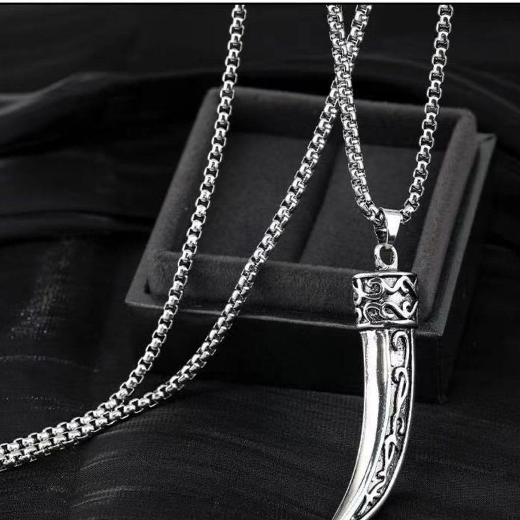 Of Wolf Fang 60cm Necklace [Magic Sedona] Horror-themed Men's Pendant, [Fenrir's Fang], Chain, Horror-themed Amulet, Cosplay, Talisman, Hip-Hop