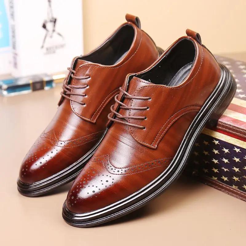 

Solid Color Black Spring Autumn Men s Formal Shoes Lace-up Business Office Cheap Clearance Luxury Designer 39 Social Shoe Male 38