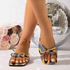 Summer Boho Sunflower Slides for Women, Square Toe Flat Sandals with Single Strap, Casual Flip Flops Matching Dresses