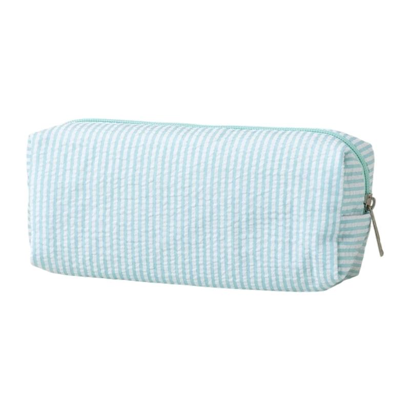 Multiunction Striped Pencil Case Water Resistant Polyester Pen Pouches Travel Cosmetics Bag For School Office Supplies