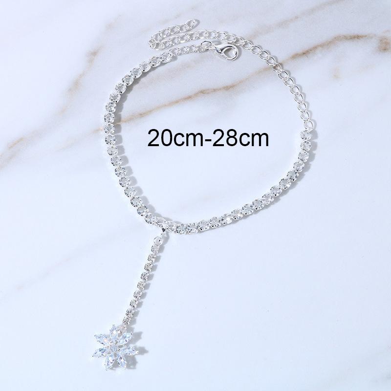 Zirkonblomstformet ankelarmbånd for damer sommerstrand rhinestone anheng fottilbehør