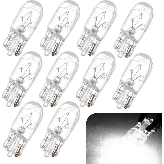 Pack-10 T10 Car Brake Lights, T10 168 192 12V 5WDouble-wire Vehicle Turn Signal Tail Light Replacements, Universal Waterproof Automotive Lighting