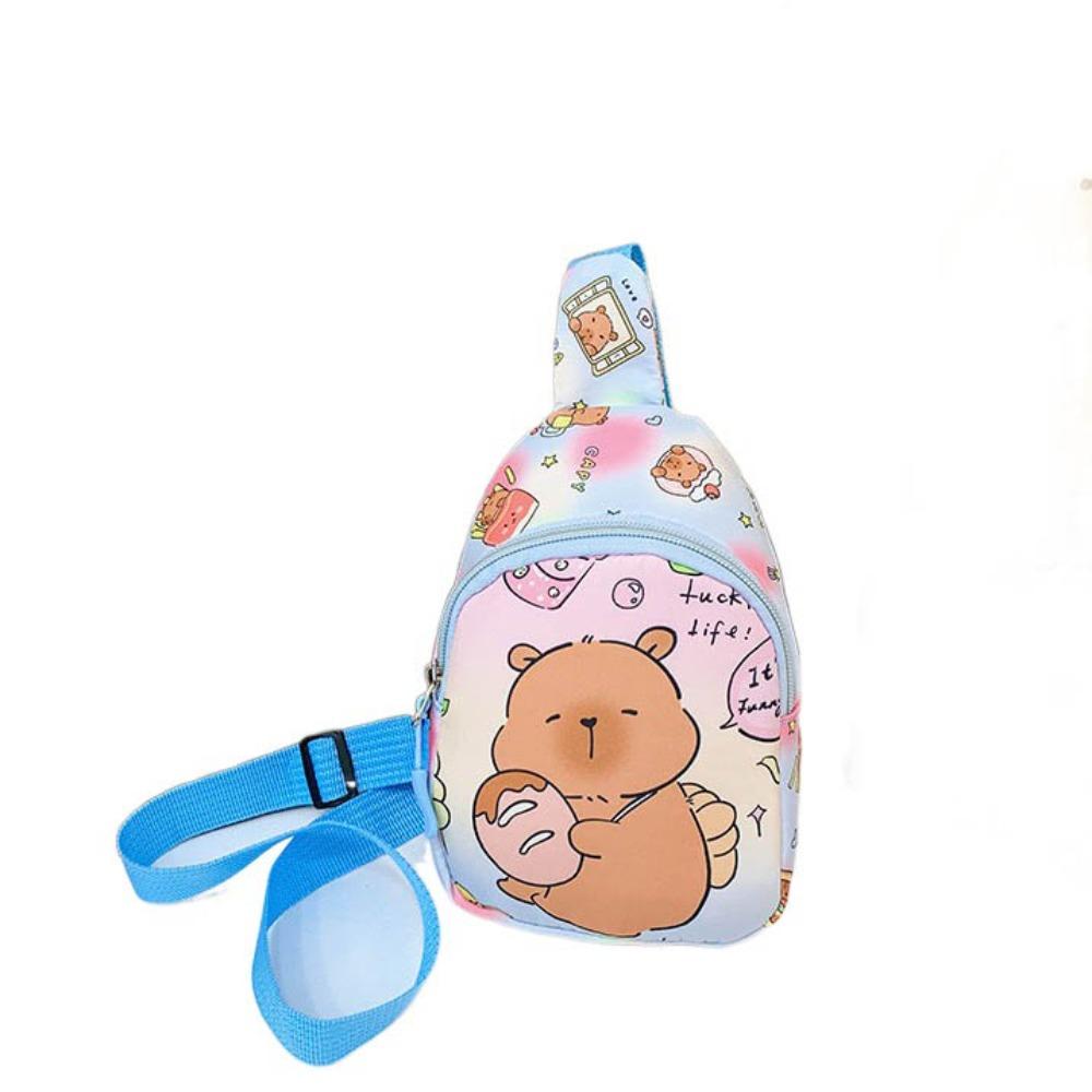 

Portable Cartoon Shoulder Bag Large Capcity Kids Crossbody Bag Capybara Chest Bag Holiday Gift синий