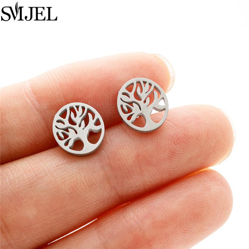 Vintage Tree of Life Stainless Steel Earrings for Women Fashion Norse Mythology Yggdrasil Jewelry World Peace Ear Studs Gift
