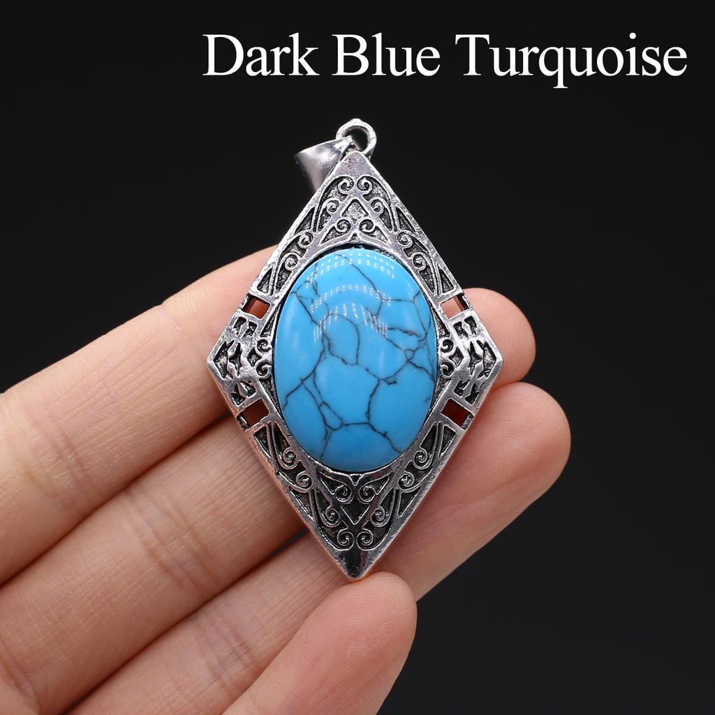 1 Stück, Reiki Heilkristall Anhänger, Europäischer und Amerikanischer Stil Handgefertigt Rhombus Naturstein Quarz Amethyst Edelstein Charms zur Schmuckherstellung DIY