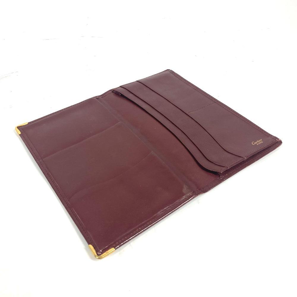 CARTIER Must de Line logo wallet Long wallet Long Wallet Leather wine-red