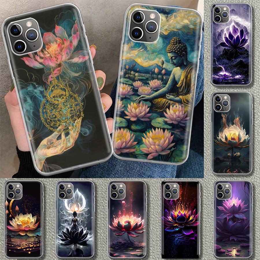 Buddhist Fire Lotus Phone Case Cover for iPhone 11 12 13 Mini 14 15 Plus 16 Pro Max 17 Air 7 8 + SE Art Customized Fundas 11 12