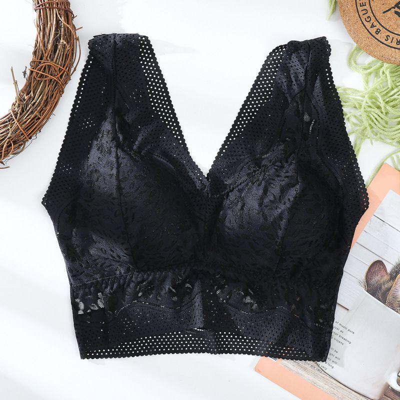 Eleganter, nahtloser Sport-BH aus Spitze mit Push-up-Effekt für sexy Yoga und Fitness