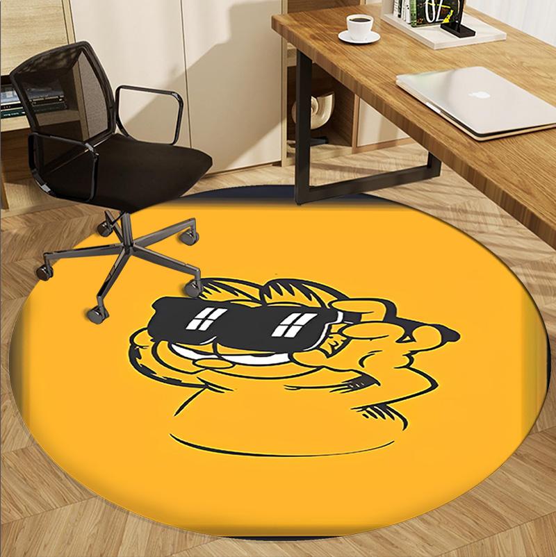 Garfield Pattern Round Rug, Indoor/Outdoor Mat, for Picnic, Gameroom, Bedroom, Office, Living Room, Home Decor Carpet, Birthday Gift