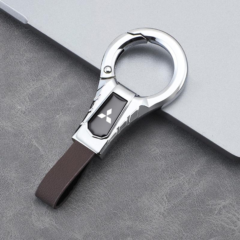 nlvc3 High-end Leather Key Chain Car Logo Keyring Auto Interiors Accessories For Mitsubishi Eclipse Outlander Pajero ASX Colt I200 Ex