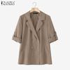ZANZEA Womens Casual Solid Color Loose 3/4 Sleeve Thin Cardigan Outwear