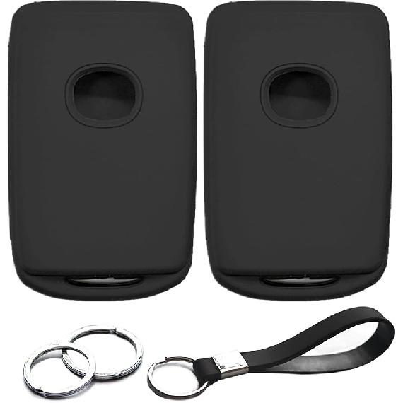 2pcs Compatible with Mazda 3 6 3 Sport CX-3 CX-5 CX-9 CX-30 CX-50 CX-90 MX-5 Miata MX-30 EV Carbon Fiber Looks Black Key Fob Cover Case Key Chain