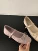Bow-knot Mary Janes Women's Shoes Height Increasing 2025 Spring New Buckle Strap Ballet Dance Shoes Round Toe Comfortable Flats