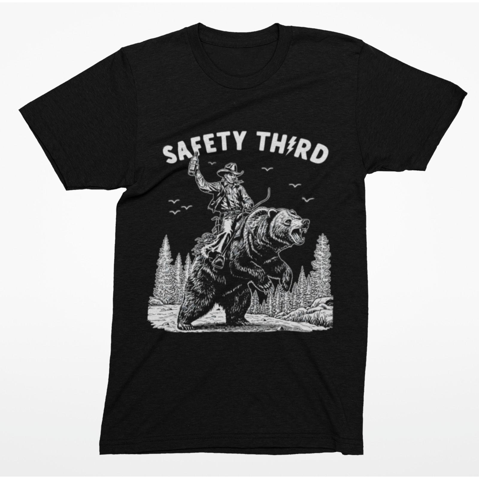 Safety Third Shirt - Cowboy Riding Bear Tee M