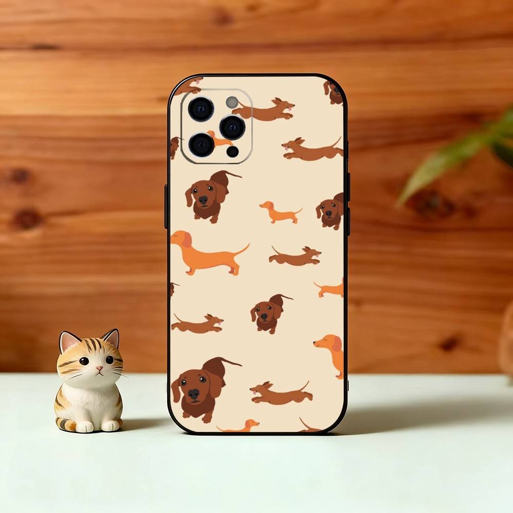 C-Cute C-Cartoon D-Dackel Handyhülle Für iPhone 17, 16,15,14,13,12,11 Plus,Pro Max, Andere Weiche Schwarze Hülle