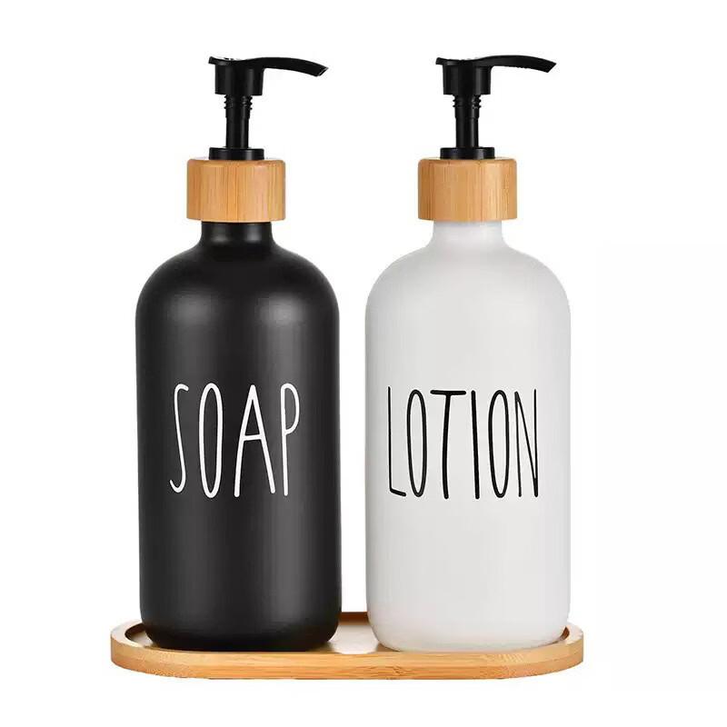 ZISIZ Glass Liquid Soap Dispenser Bottle Set