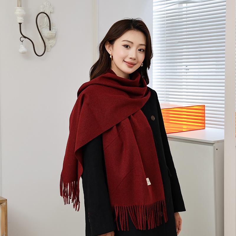 Wool autumn and winter warm scarf warm color scarf solid color simple and versatile gift fashion