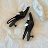 Fashion Small Gold Coin Leather Pointed Thin Heels After Empty Sandals Female Ol Commuter Shoes Spring