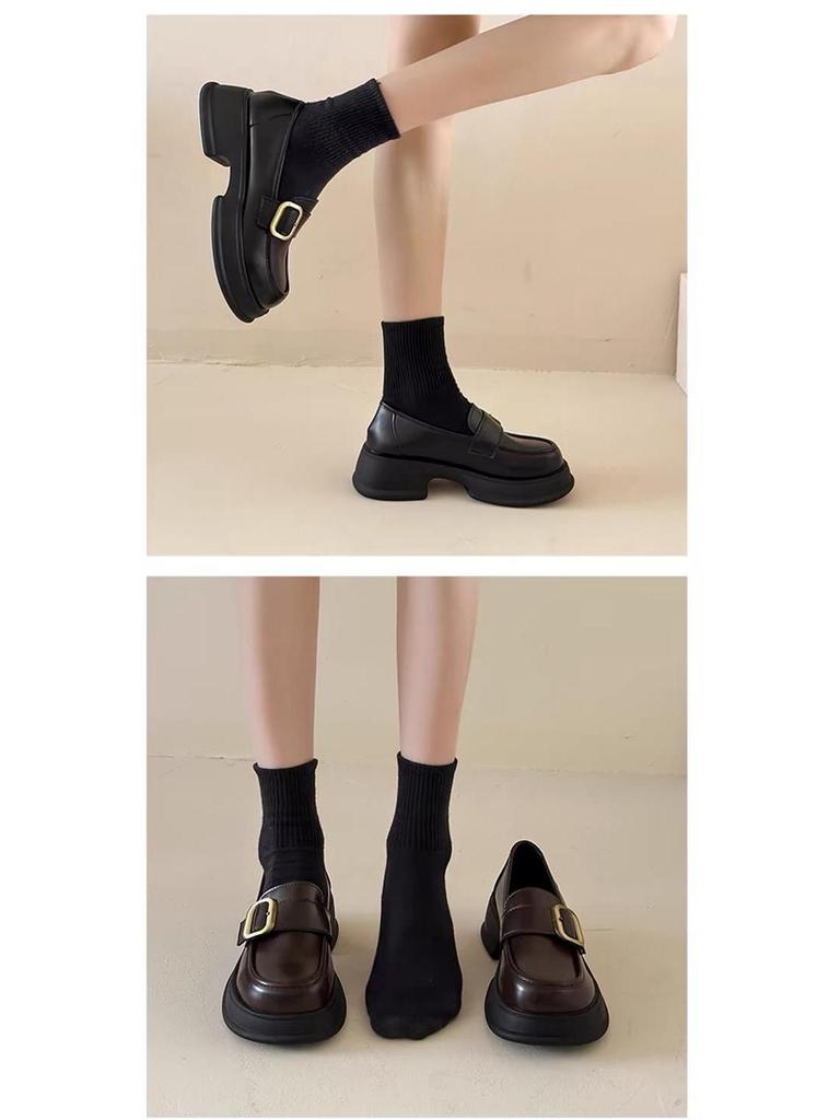 Women's Thick-Soled British-Style Mary Jane Loafers 2025 - High-End Slip-On Leather Shoes