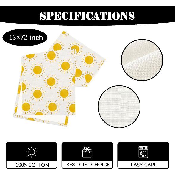 Summer Table Runner First Trip Around The Sun Decorations Here Comes The Son Baby Shower Decor Yellow Sunshine Sun Table Cover Summer Decorations for