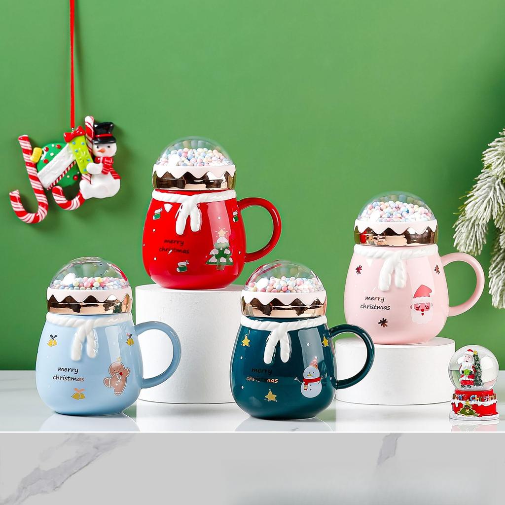 Creative Christmas Cup High Value Ceramic Cup Mug Gift Water Cup with Lid Cross Border Cartoon Cup Souvenir