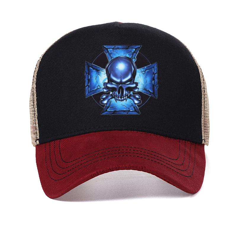 

Malta Cross Skull Rider Baseball Cap Men Women s Adjustable Knights Templar Crusades Dad Hat Mesh Breathable Trucker hat Adjustable красный