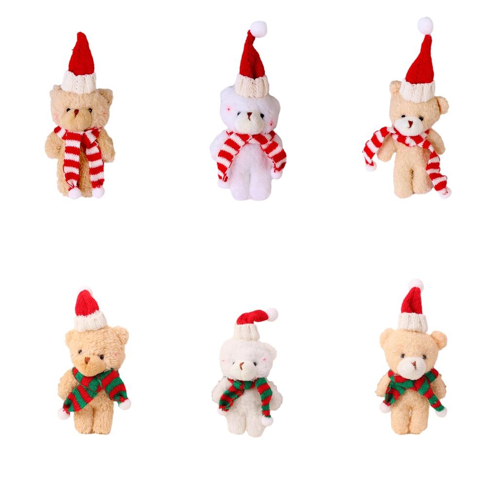 Cute Christmas Blush Scarf Teddy Bear Plush Doll Keychain Pendant Toy 20cm Height