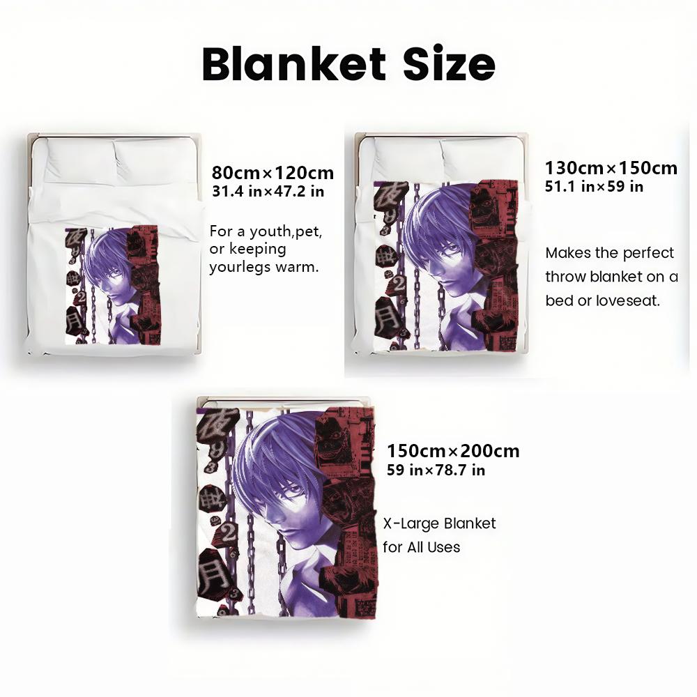 Anime Yagami with Chains Print Thin Flannel Blanket for Living Room,Sofas Blankets,Lunch Break,blankets Fluffy Blanket
