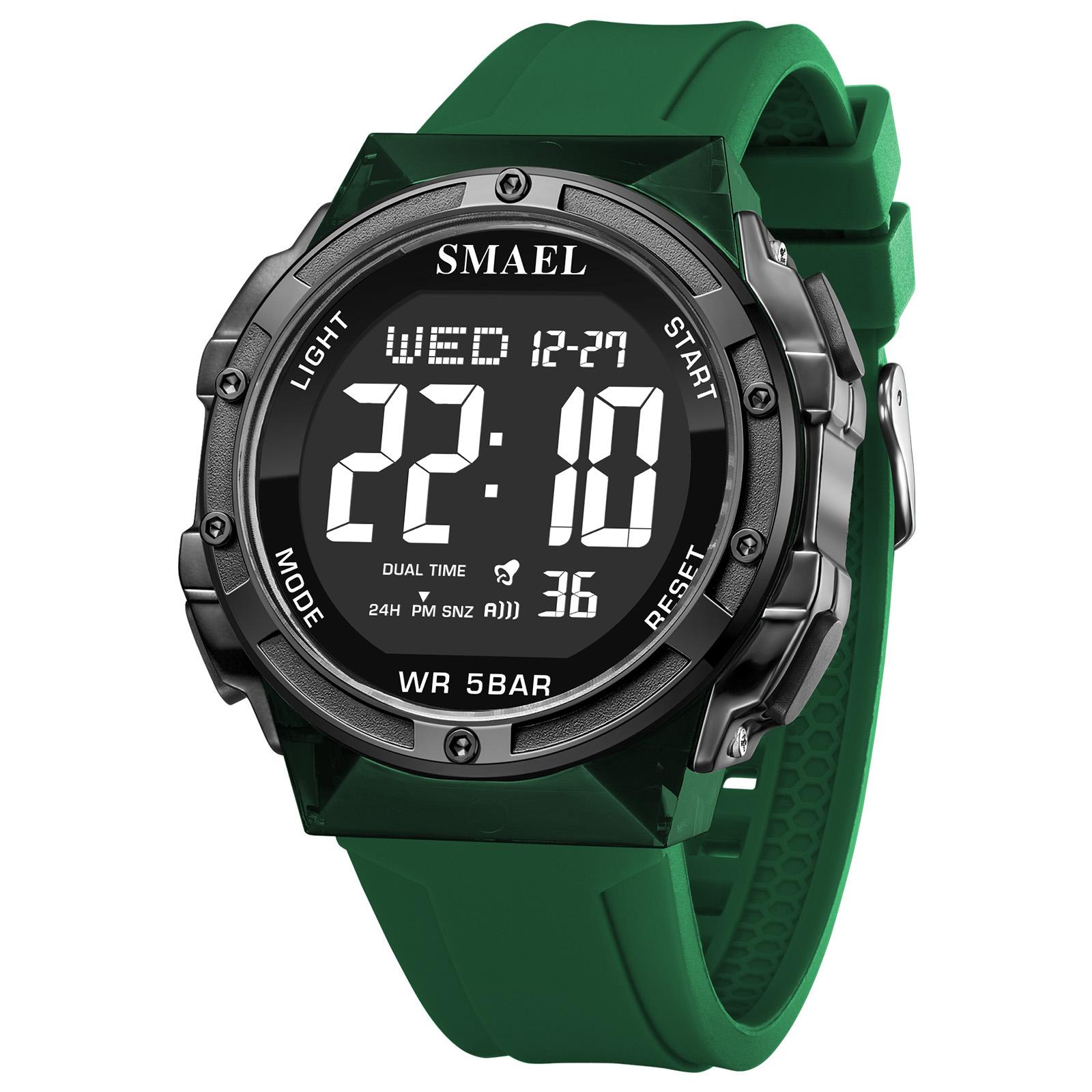 

Digital Watches LED 50m Waterproof Sport Watch 8112 Alarm Clock Digital Watch Military Army Stopwatch Men s Wristwatches зелений