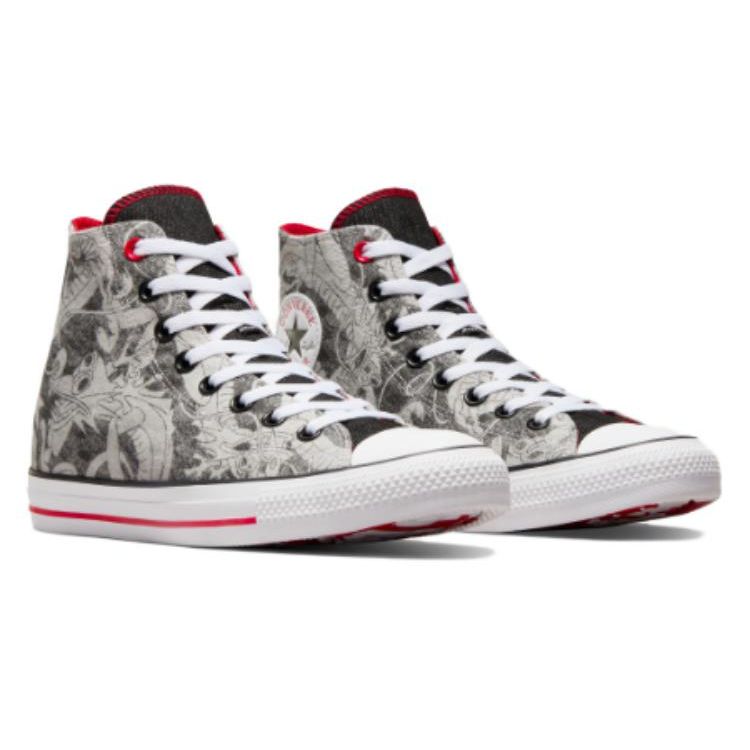 Converse All Star Durável Absorção de Choque Cano Alto Lona Sapatos Tênis Unissex Preto A08702C