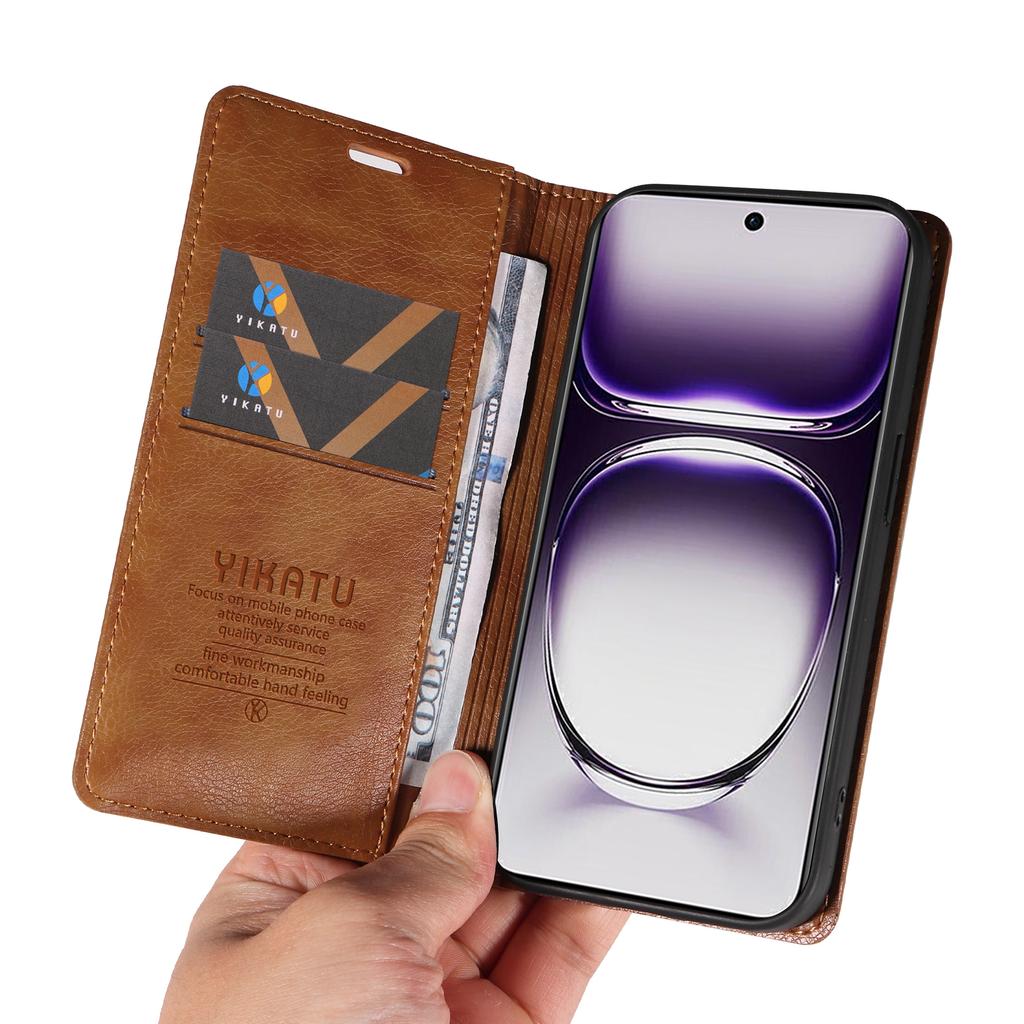 Für Oppo Reno12 5G (Global) Brieftasche Hülle Leder Handyhülle mit Litschi-Textur