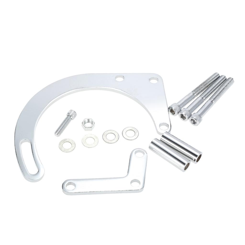 SBC Chrome Low Mount Alternator Bracket SWP SB Replacement for Chevy 350 Short Water Pump