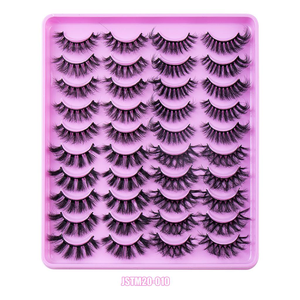 20 Pairs Of Mixed Imitation Mink False Eyelashes Naturally Curled Eyelashes Nude Makeup Thick Eyelashes