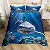 Shark Duvet Cover Queen Marine Life Comforter Cover Blue And White Cartoon Shark Bedding Set Nautical Ocean Theme Quilt Cover
