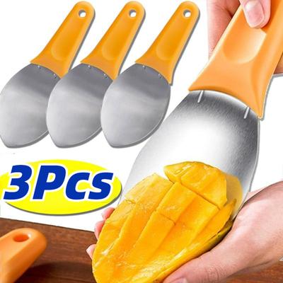 Paslanmaz Çelik Meyve Kaşıkları Çok Fonksiyonlu Mango Karpuz Kesme Bıçağı Avokado Dilimleyici Soyma Et Ayırıcı Mutfak Aletleri