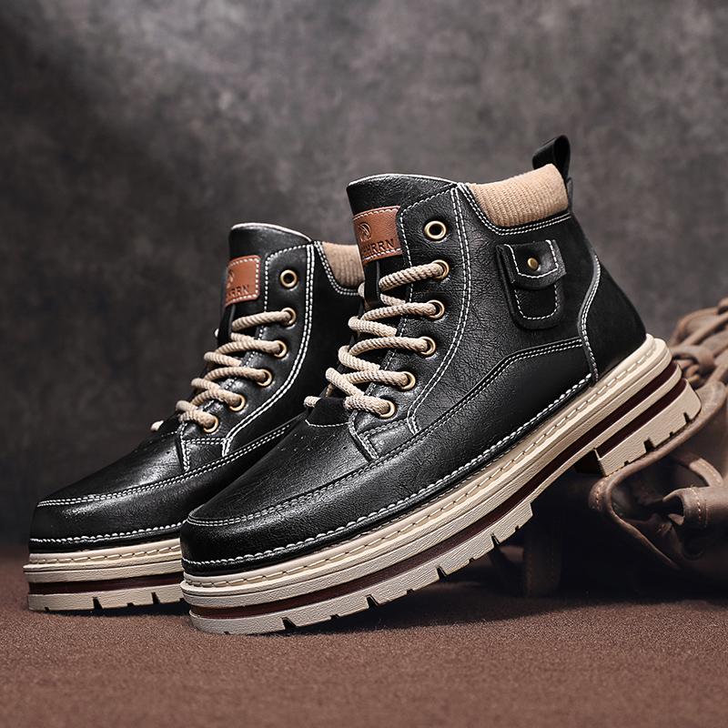 Herbst Herrenschuhe Klassische Herren Retro Stiefeletten Mode Wasserdicht Rutschfest High-Top Freizeitschuh Arbeits- & Sicherheitsstiefel Botas Hombre