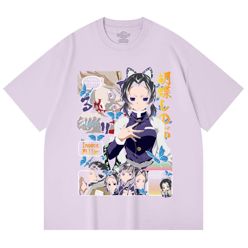230 Gsm 100% Cotton Demon Slayer V16 Shinobu Print Unisex Heavy Cotton T Shirt