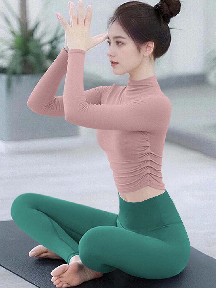 Women's Slimming Autumn Winter Yoga Set: Half High Collar Long Sleeve Top for Pilates & Fitness
