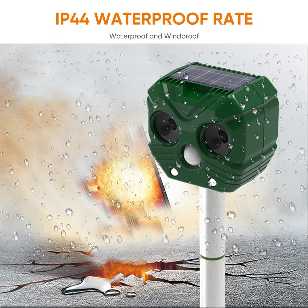 Solar Powered and USB Charging Cat Repeller LED Light Ultrasonic Waterproof Dog Repellent