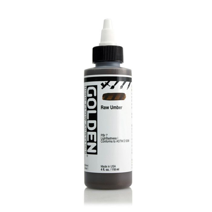 Peinture Acrylique - GOLDEN - High Flow - 119ml - Marron Brut - Mixte
